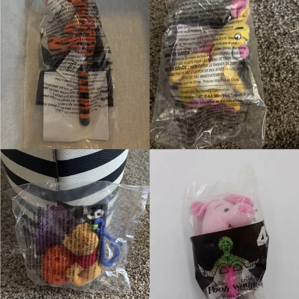 Vintage 1990s McDonald's Winnie the Pooh Happy Meal Plush Set of 4 NIP